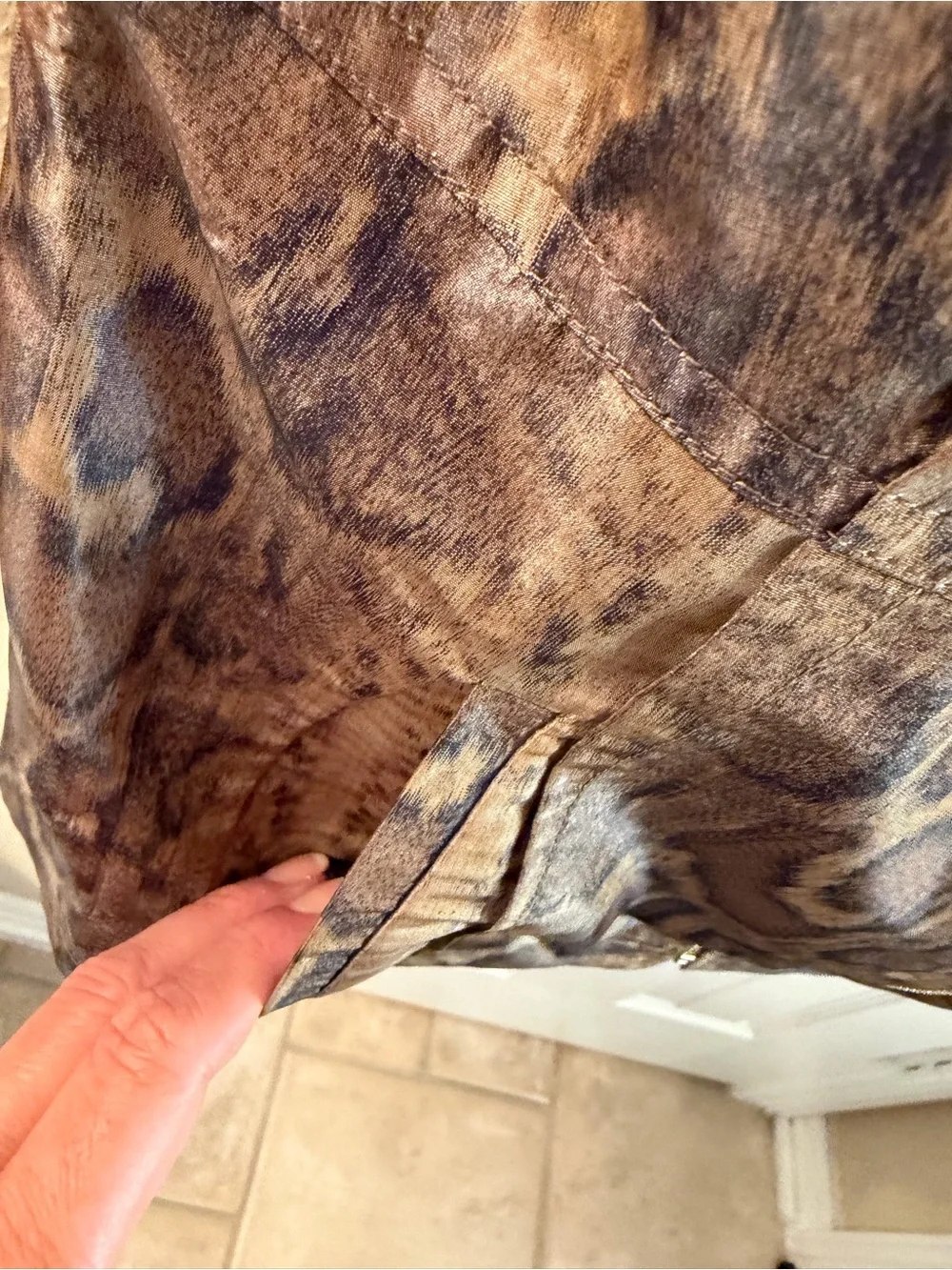 St. John Brown Snake-Print Leather Zip Jacket - Picture 7 of 10